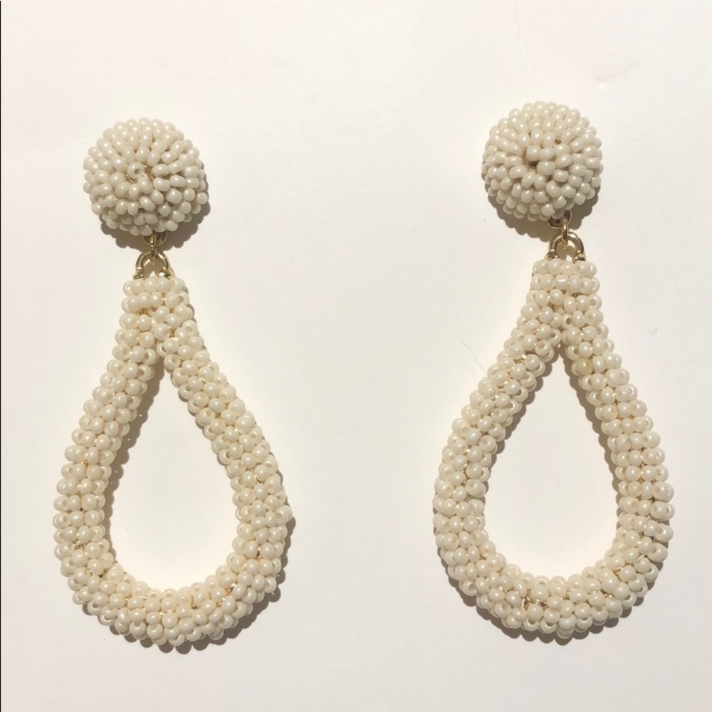 White beaded earrings